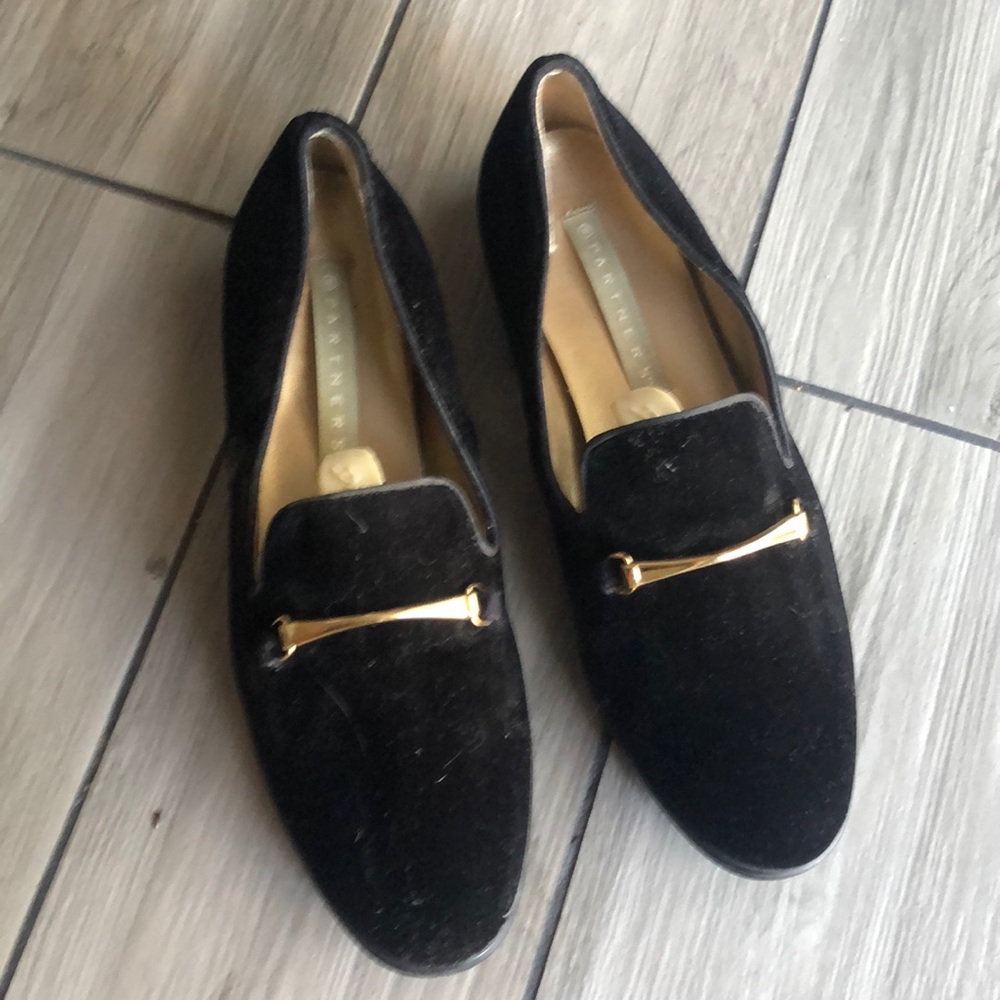 Velvet loafers Black Sz 8